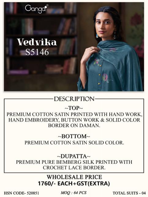 Ganga vedvika 5146 jaipur cotton dress materials wholesalers in mumbai